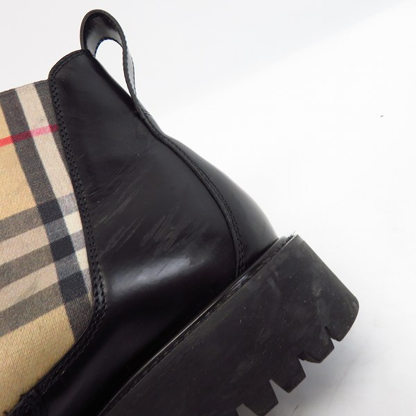 実際に弊社で買取させて頂いたBURBERRY/バーバリー イタリア製/カーフレザー ヴィンテージチェックディテール チェルシーブーツ 38の画像 7枚目