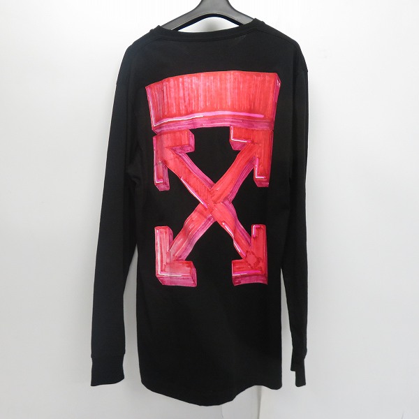 実際に弊社で買取させて頂いたOFF-WHITE/オフホワイト 20FW MARKER L/S TEE マーカーロングスリーブTシャツ OMAB001E20JER003 XLの画像 1枚目