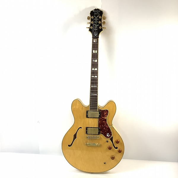 実際に弊社で買取させて頂いた★Epiphone by Gibson/エピフォン Sheraton シェラトン Wネーム セミアコ エレキギター ハードケース付きの画像 1枚目