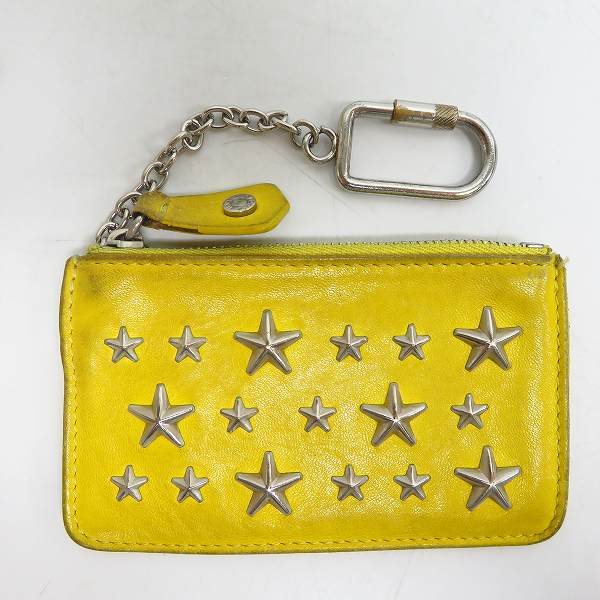 実際に弊社で買取させて頂いたJIMMY CHOO/ジミーチュウ スタースタッズ カラビナチェーン付き コインケース