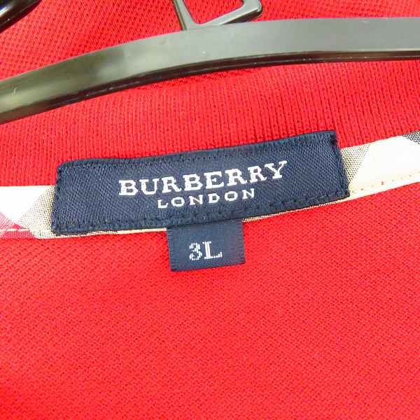 実際に弊社で買取させて頂いたBURBERRY LONDON/バーバリー ロンドン チェック柄切替 ホース刺繍 半袖ポロシャツ 赤系 3Lの画像 2枚目