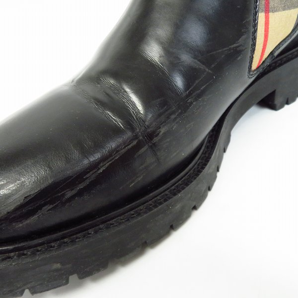 実際に弊社で買取させて頂いたBURBERRY/バーバリー イタリア製/カーフレザー ヴィンテージチェックディテール チェルシーブーツ 38の画像 6枚目