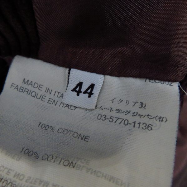 実際に弊社で買取させて頂いた【JPタグ】HELMUT LANG/ヘルムート・ラング アーカイブ コーデュロイ Pコート ブラウン size：44の画像 3枚目