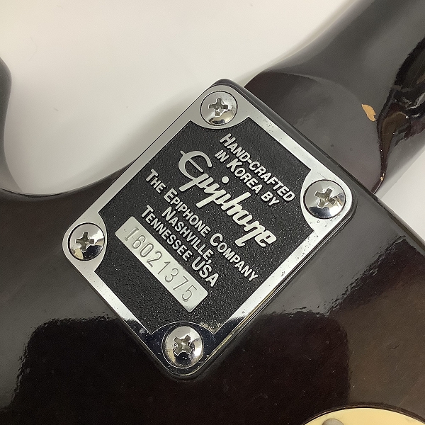 実際に弊社で買取させて頂いた★Epiphone/エピフォン Les Paul 100/レスポール Vintage Sunburst エレキギター ソフトケース付きの画像 3枚目