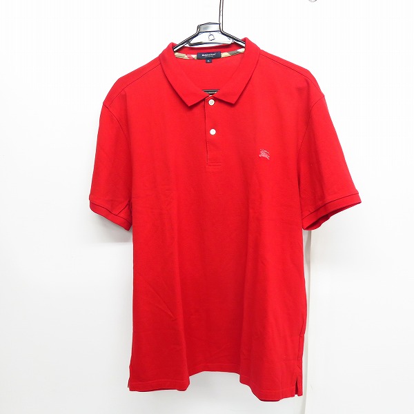 実際に弊社で買取させて頂いたBURBERRY LONDON/バーバリー ロンドン チェック柄切替 ホース刺繍 半袖ポロシャツ 赤系 3L