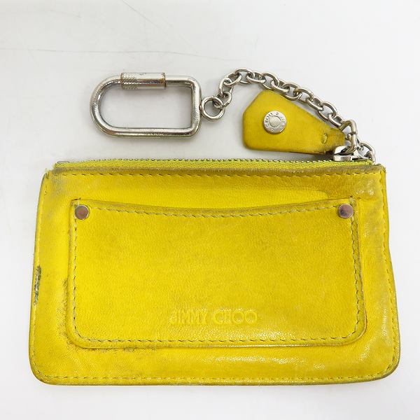 実際に弊社で買取させて頂いたJIMMY CHOO/ジミーチュウ スタースタッズ カラビナチェーン付き コインケースの画像 1枚目