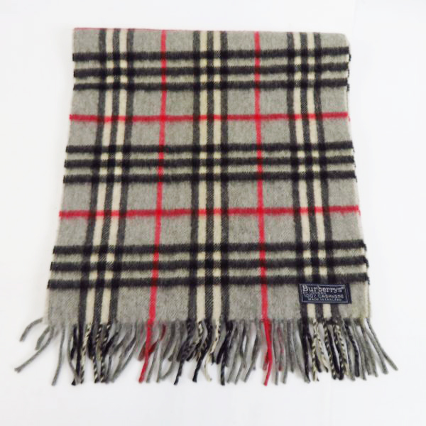 実際に弊社で買取させて頂いたBurberry's/バーバリーズ ノバチェック柄 カシミヤ マフラー グレーの画像 3枚目