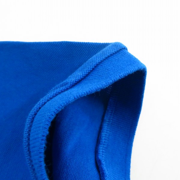 実際に弊社で買取させて頂いたBURBERRY LONDON/バーバリー ロンドン チェック柄切替 ホース刺繍 半袖ポロシャツ 青系 3Lの画像 4枚目