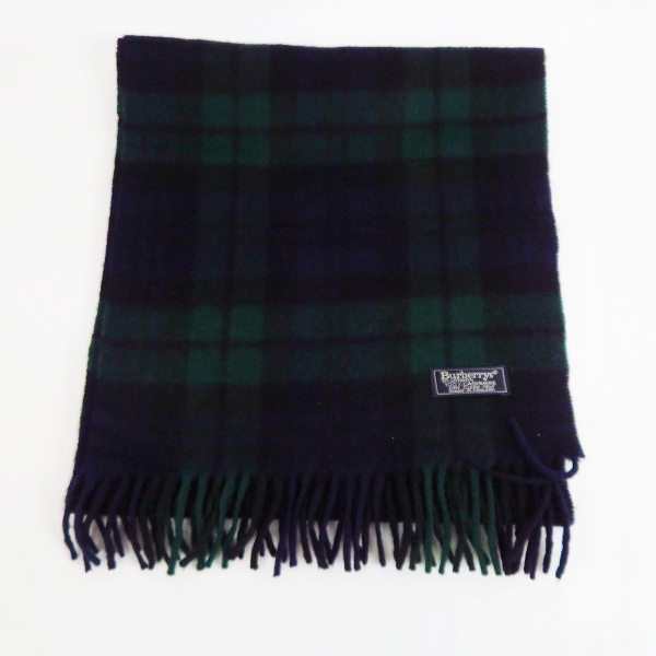 実際に弊社で買取させて頂いたBurberry's/バーバリーズ ノバチェック柄 カシミヤ マフラー グリーンの画像 3枚目