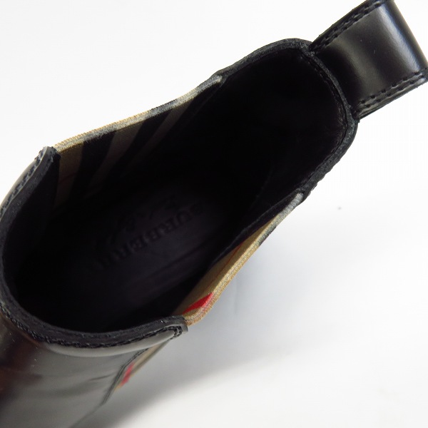 実際に弊社で買取させて頂いたBURBERRY/バーバリー イタリア製/カーフレザー ヴィンテージチェックディテール チェルシーブーツ 38の画像 4枚目