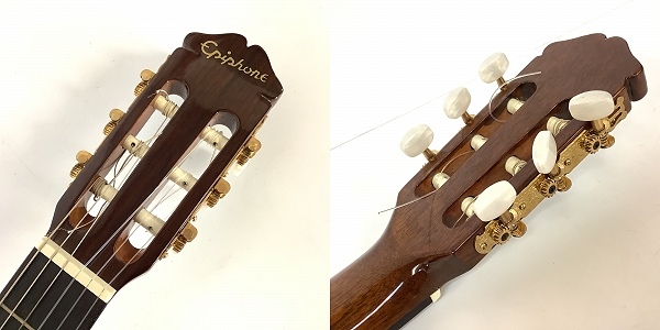 実際に弊社で買取させて頂いた★【難あり】Epiphone/エピフォン VALENCIA-CE AN ヴァレンシア エレガット ピックアップ付 クラシックギターの画像 1枚目