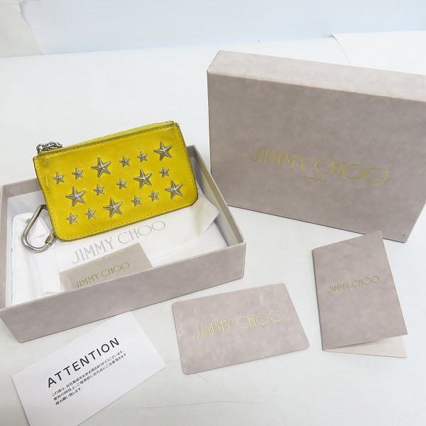 実際に弊社で買取させて頂いたJIMMY CHOO/ジミーチュウ スタースタッズ カラビナチェーン付き コインケースの画像 7枚目