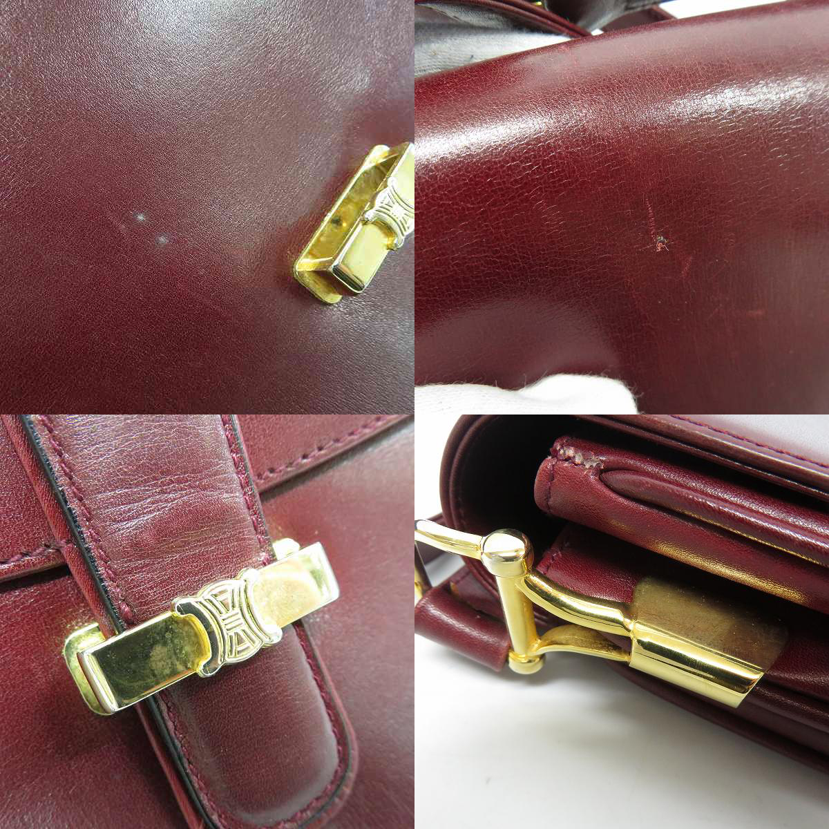 実際に弊社で買取させて頂いたCELINE DIFFUSION/セリーヌ ディフュージョン レザー ショルダーバッグ ボルドー系の画像 7枚目