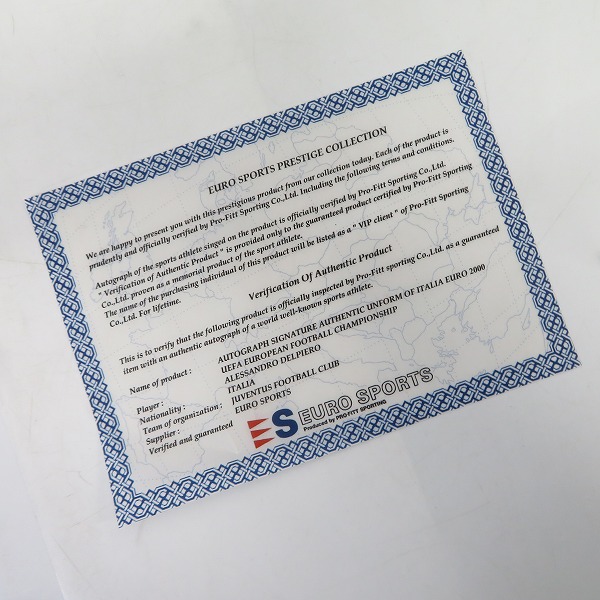 実際に弊社で買取させて頂いた【証明書】Kappa/カッパ EURO/ユーロ 2000 イタリア代表 ＃10 デル ピエロ サイン入 ユニフォーム Size：XLの画像 8枚目