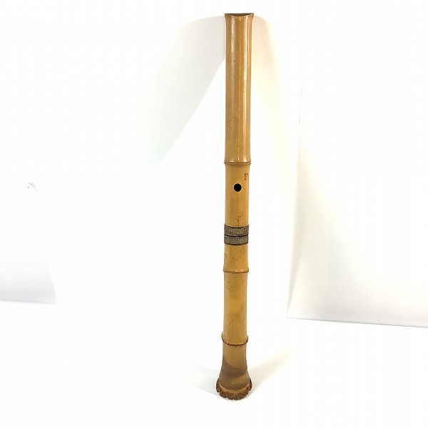 実際に弊社で買取させて頂いた難あり 尺八 琴古流 正人 銘 約58cm 和楽器 補修有りの画像 2枚目