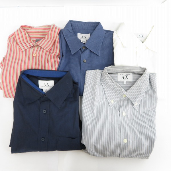 実際に弊社で買取させて頂いたARMANI EXCHANGE/アルマーニエクスチェンジ 無地/ストライプ 長袖シャツ/M 5点セットの画像 1枚目