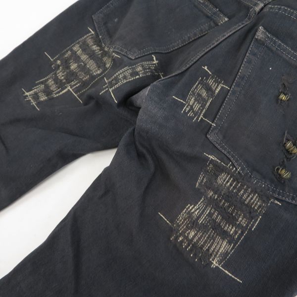 実際に弊社で買取させて頂いたIF SIX WAS NINE/イフシックスワズナイン ダメージ加工 デニムパンツ MUD MAX/BCM 351DK/ブラック系/30の画像 7枚目