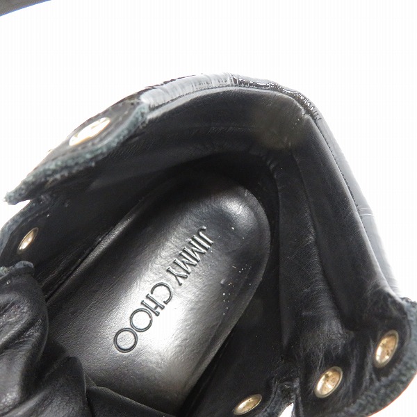実際に弊社で買取させて頂いたJIMMY CHOO/ジミーチュウ スタースタッズ エナメル切替 レザー ハイカットスニーカー/40の画像 4枚目
