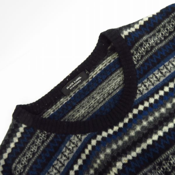 実際に弊社で買取させて頂いたBURBERRY/バーバリー ブラックレーベル 総柄 ニット/セーター D1N25-824-09/2の画像 5枚目