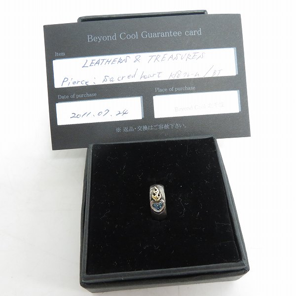 実際に弊社で買取させて頂いた【ギャラ付き】LEATHERS & TREASURES/レザーズアンドトレジャーズ sacred heart K18フレーム ピアス 片耳の画像 5枚目