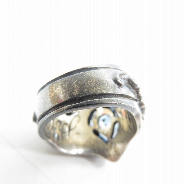 実際に弊社で買取させて頂いた【ギャラ付き】LEATHERS & TREASURES/レザーズアンドトレジャーズ Scroll heart stone inlay ring w/blue 18号の画像 6枚目