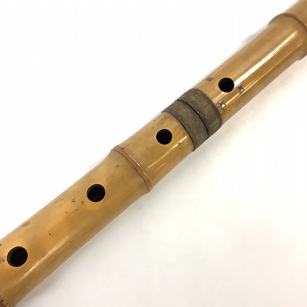 実際に弊社で買取させて頂いた難あり 尺八 琴古流 正人 銘 約58cm 和楽器 補修有りの画像 4枚目