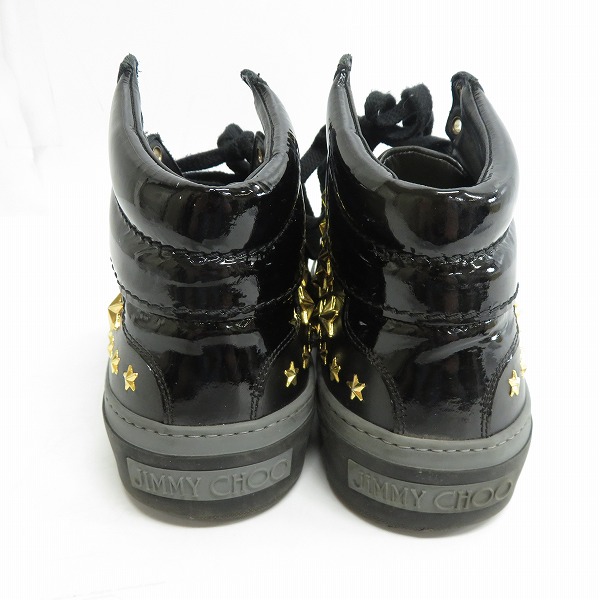 実際に弊社で買取させて頂いたJIMMY CHOO/ジミーチュウ スタースタッズ エナメル切替 レザー ハイカットスニーカー/40の画像 1枚目