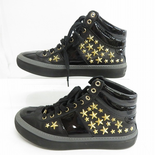 実際に弊社で買取させて頂いたJIMMY CHOO/ジミーチュウ スタースタッズ エナメル切替 レザー ハイカットスニーカー/40の画像 3枚目