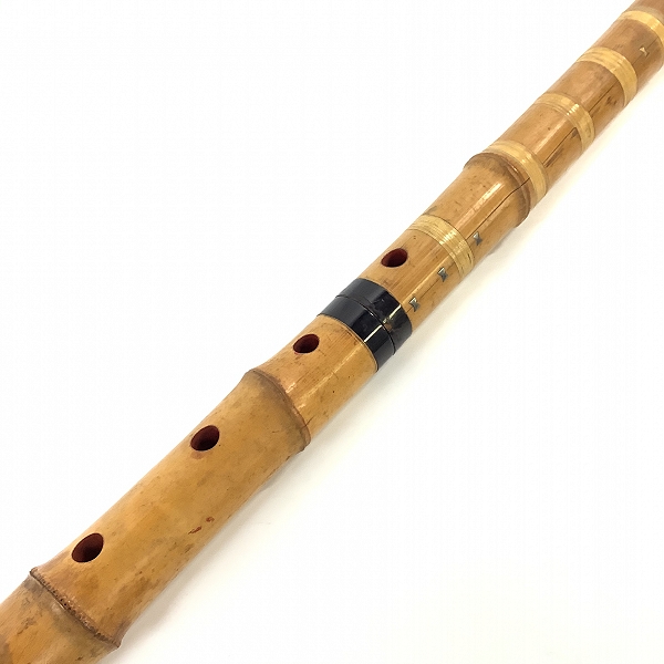 実際に弊社で買取させて頂いたジャンク 尺八 琴古流 横山篁邨 銘 約55cm 和楽器 補修/クラック有りの画像 3枚目