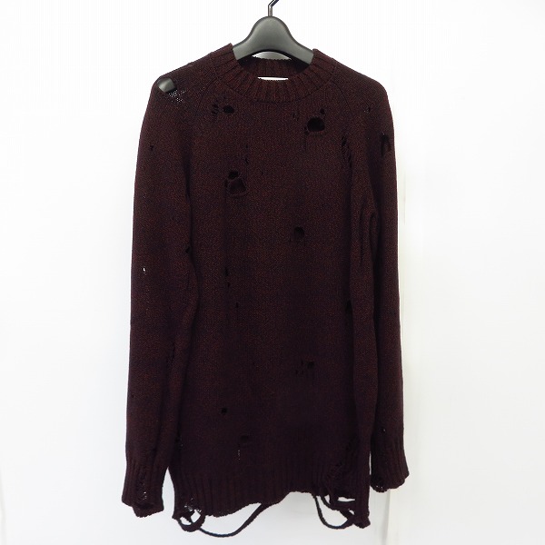 実際に弊社で買取させて頂いたMIHARAYASUHIRO/ミハラヤスヒロ ニット/セーター ダメージ加工 レッド系 91503345/46
