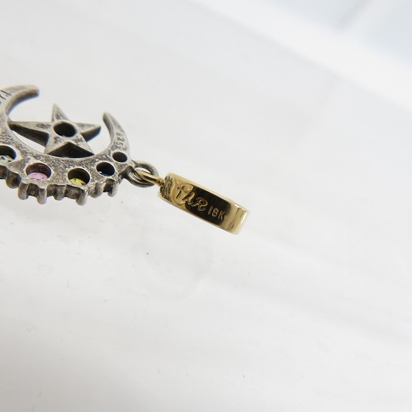 実際に弊社で買取させて頂いたLoree Rodkin/ローリーロドキン マルチカラーストーン/18K ポイント ハーフ ムーン スター ペンダントの画像 2枚目