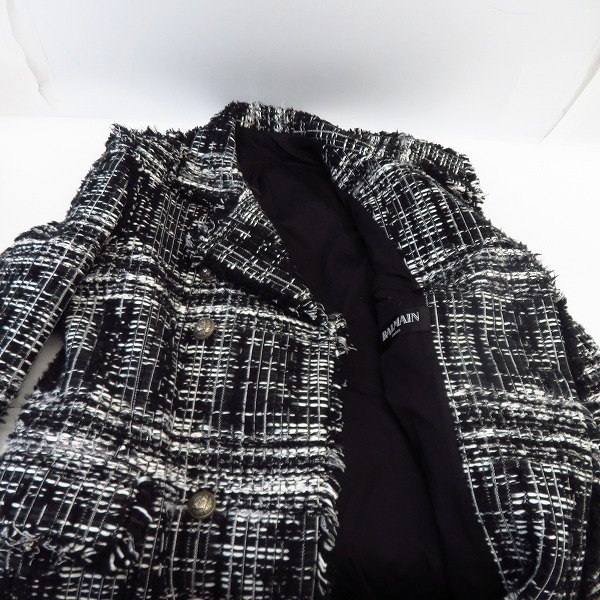 実際に弊社で買取させて頂いたBALMAIN/バルマン 2019-20FW Tweed Long Coats/ツイード ロング コート SH08565X062/48の画像 2枚目
