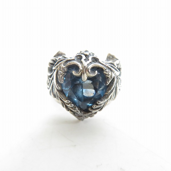 実際に弊社で買取させて頂いた【ギャラ付き】LEATHERS & TREASURES/レザーズアンドトレジャーズ Scroll heart stone inlay ring w/blue 18号の画像 1枚目