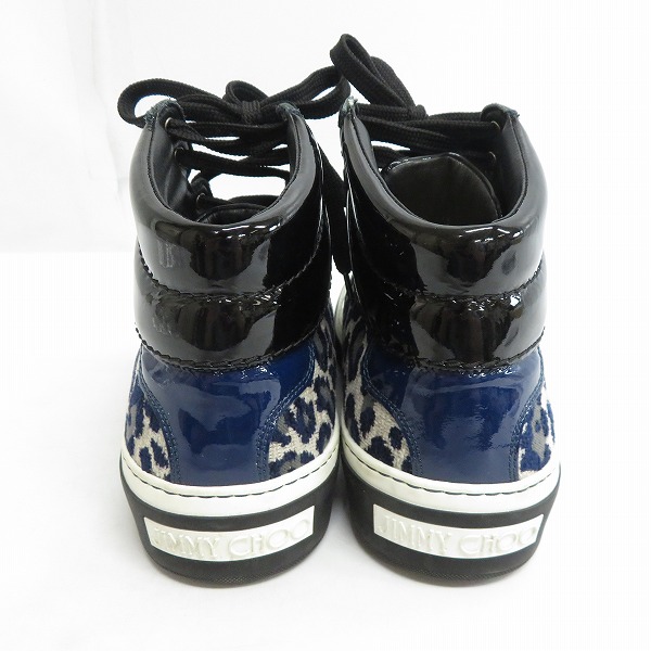 実際に弊社で買取させて頂いたJIMMY CHOO/ジミーチュウ レオパード柄 ハイカットスニーカー エナメル切替/40の画像 1枚目