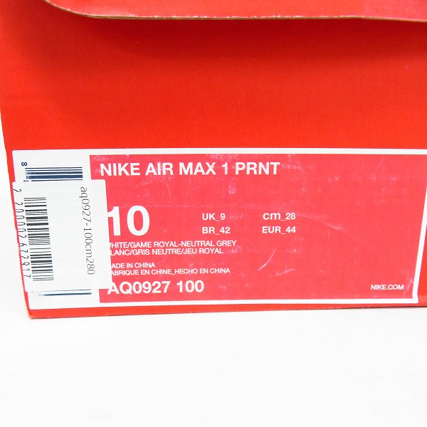 実際に弊社で買取させて頂いたNIKE×atmos/ナイキ×アトモス AIR MAX 1 PRNT/ エアマックスワン プリント 'WE LOVE NIKE' AQ0927-100/28の画像 8枚目