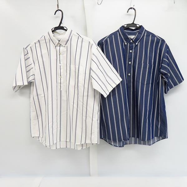 実際に弊社で買取させて頂いた417 EDIFICE/フォーワンセブンエディフィス  ストライプ 半袖シャツ/L 2点セット