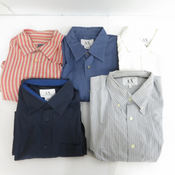 実際に弊社で買取させて頂いたARMANI EXCHANGE/アルマーニエクスチェンジ 無地/ストライプ 長袖シャツ/M 5点セット