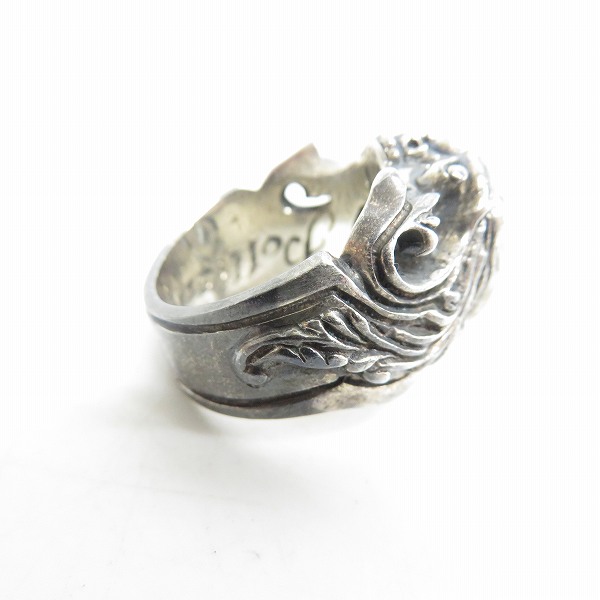 実際に弊社で買取させて頂いた【ギャラ付き】LEATHERS & TREASURES/レザーズアンドトレジャーズ Scroll heart stone inlay ring w/blue 18号の画像 3枚目