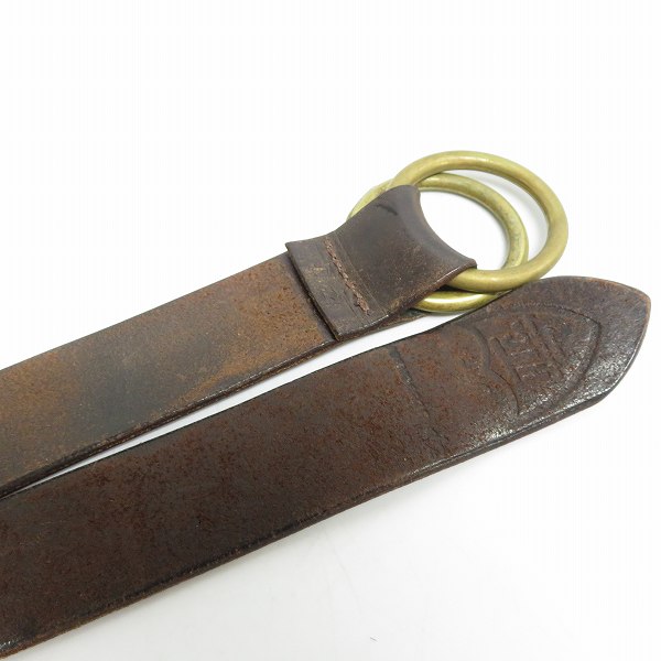 実際に弊社で買取させて頂いたHTC/Hollywood Trading Company/エイチティーシー ゴールドダブルリングレザーベルト ブラウン/32の画像 4枚目