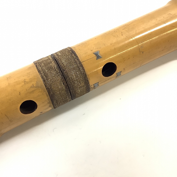 実際に弊社で買取させて頂いた難あり 尺八 琴古流 正人 銘 約58cm 和楽器 補修有りの画像 5枚目
