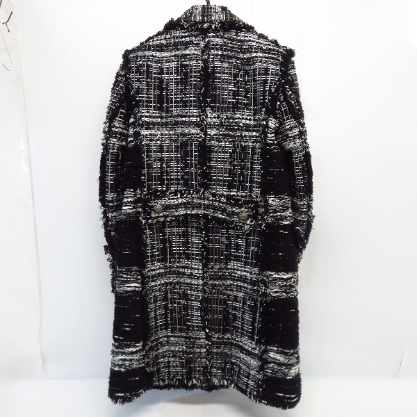 実際に弊社で買取させて頂いたBALMAIN/バルマン 2019-20FW Tweed Long Coats/ツイード ロング コート SH08565X062/48の画像 1枚目