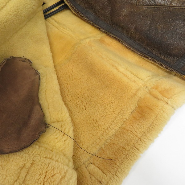 実際に弊社で買取させて頂いたSchott/ショット B-3 シープスキン/ムートン ボンバー フライトジャケット ブラック/米国製/44の画像 8枚目