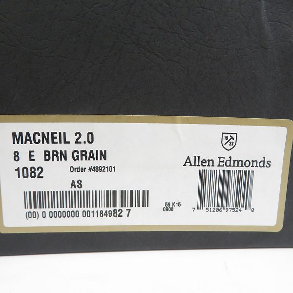 実際に弊社で買取させて頂いたAllen Edmonds/アレンエドモンズ  MACNEIL2.0 ドレスシューズ 1082 8Eの画像 9枚目