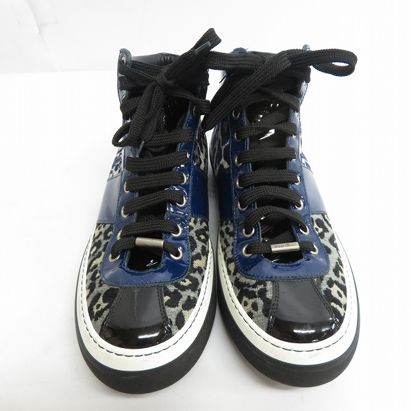 実際に弊社で買取させて頂いたJIMMY CHOO/ジミーチュウ レオパード柄 ハイカットスニーカー エナメル切替/40