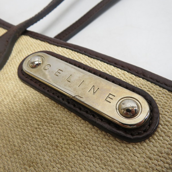 実際に弊社で買取させて頂いたCELINE/セリーヌ ラフィア×レザー トートバッグ/ハンドバッグの画像 9枚目