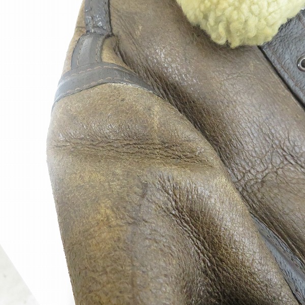 実際に弊社で買取させて頂いたSchott/ショット B-3 シープスキン/ムートン ボンバー フライトジャケット ブラック/米国製/44の画像 5枚目