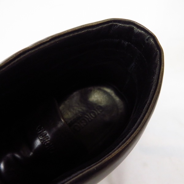 実際に弊社で買取させて頂いたGIORGIO ARMANI/ジョルジオ アルマーニ レザー ショートブーツ ダークブラウン系 X2M107 size：7の画像 4枚目