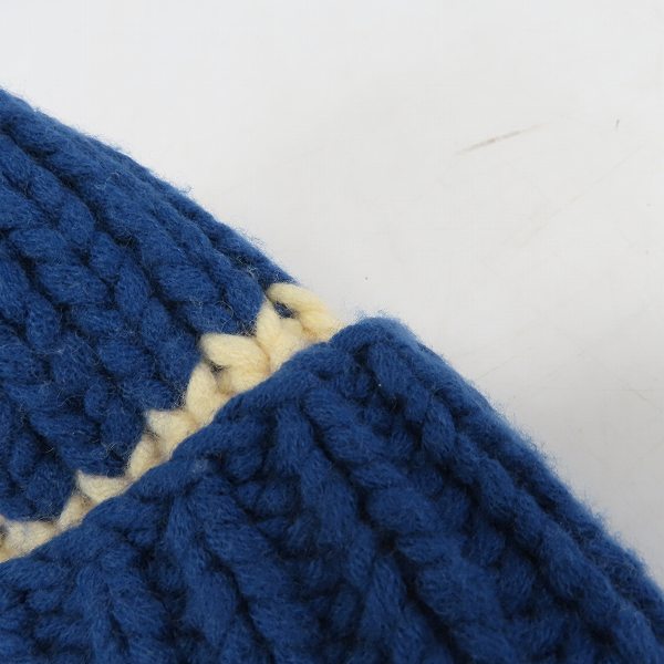 実際に弊社で買取させて頂いたMARC JACOBS/マークジェイコブス ブルー×ホワイト ツートーン ニット帽の画像 6枚目