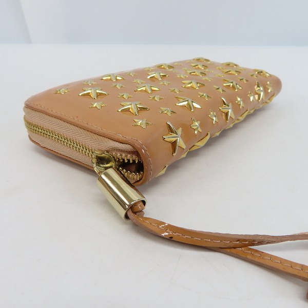 実際に弊社で買取させて頂いたJIMMY CHOO/ジミーチュウ スタースタッズ エナメル ラウンドファスナー長財布の画像 2枚目