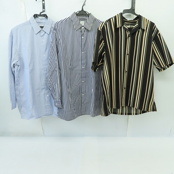 実際に弊社で買取させて頂いたEDIFICE/エディフィス 半袖/長袖 ストライプシャツ/44/48 3点セット